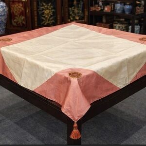 Elegant Cream and Pink Tablecloth